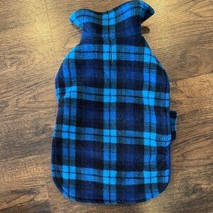 Blue Plaid Dog Flannel Fleece Dog Jacket Small